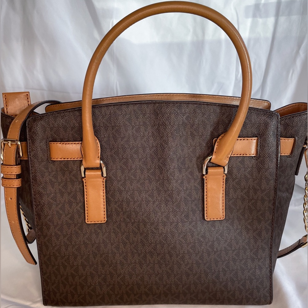 Michael Kors Leather Hamilton Satchel Bag Purse with Crossbody Strap - Picture 2 of 15